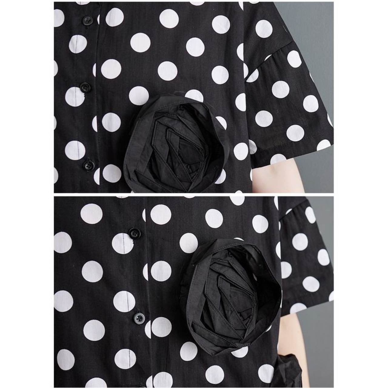 ドット&立体ローズ シャツ  30059