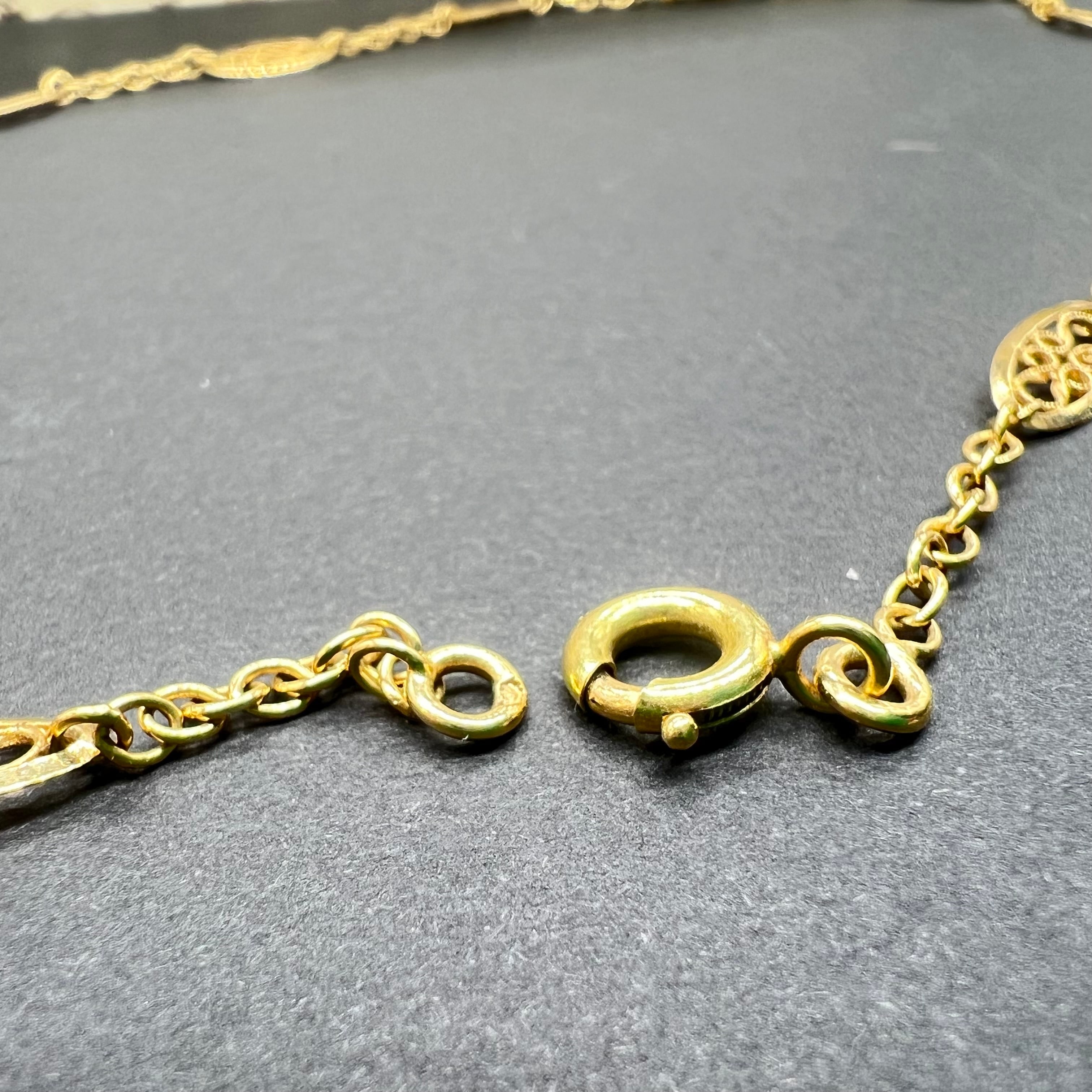 DRN00073 フランス アンティーク フィリグリー セミロング チェーン