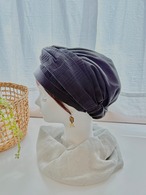 ニットターバンキャップ ブラック｜ゆったり被れる布帽子・ケア帽子