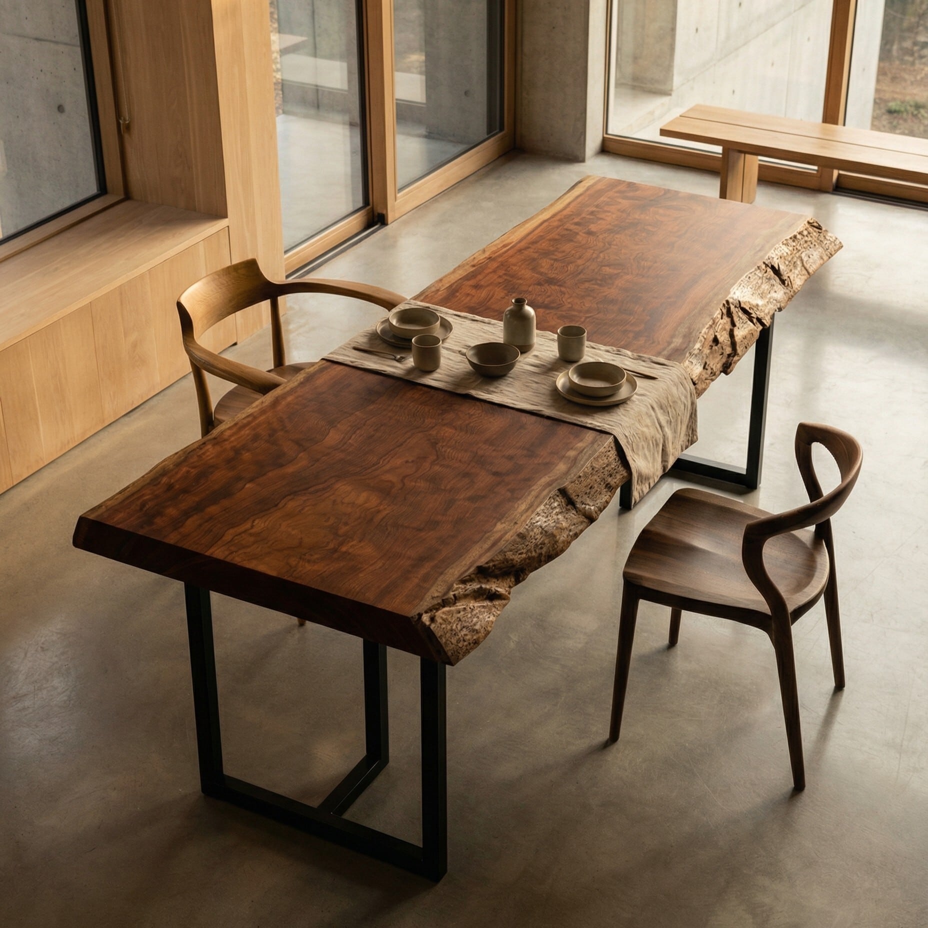 Premium】ブビンガ_全面杢_2590×730-790×78_青山店_テーブル天板/一枚