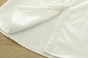 猫柄刺繍入り 裏起毛長袖シャツ H 27957