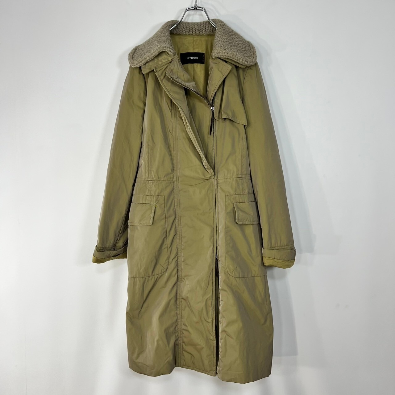 イタリア製 CIVIDINI ニットダブルカラー トレンチコート