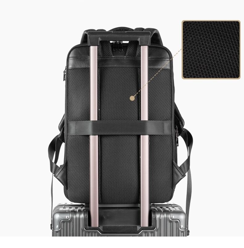 本革ビジネスリュック マチ拡張 メンズ 本革使用 撥水加工 ビジネス