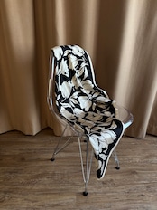 achromatic floral silk scarf-5247-5