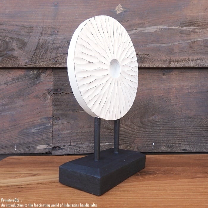 アジアンテイスト オブジェ [光] 30cm 木製装飾 ホワイトウォッシュ