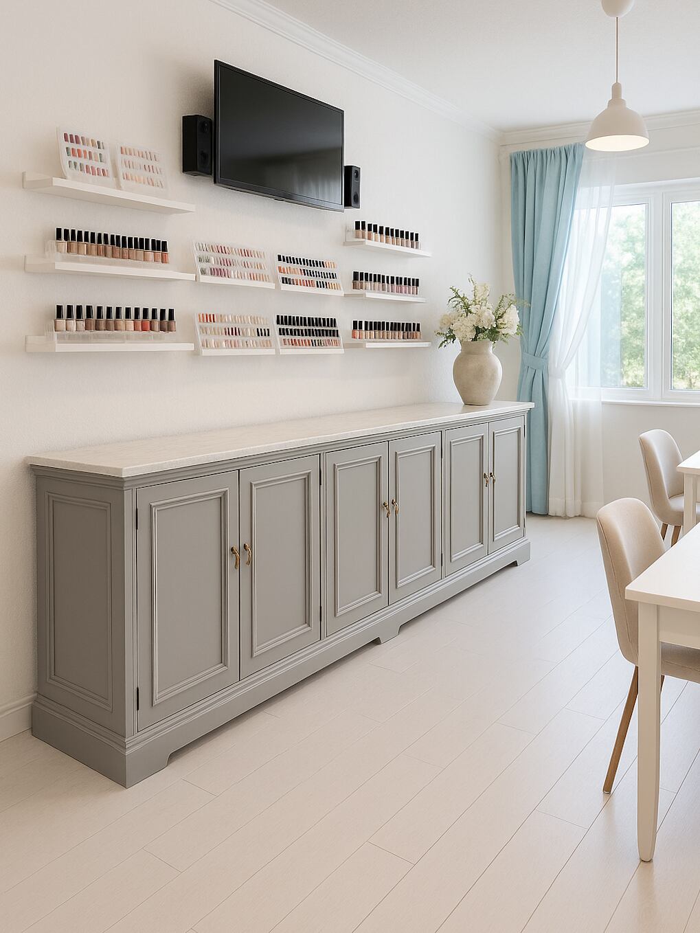 大理石天板アンティークキャビネット (収納ディスプレイ家具・店舗什器)W3000 オーダーメイド家具