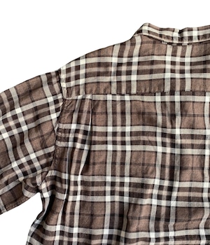 Vintage 60s  Rayon Ombre check shirt -Brown-