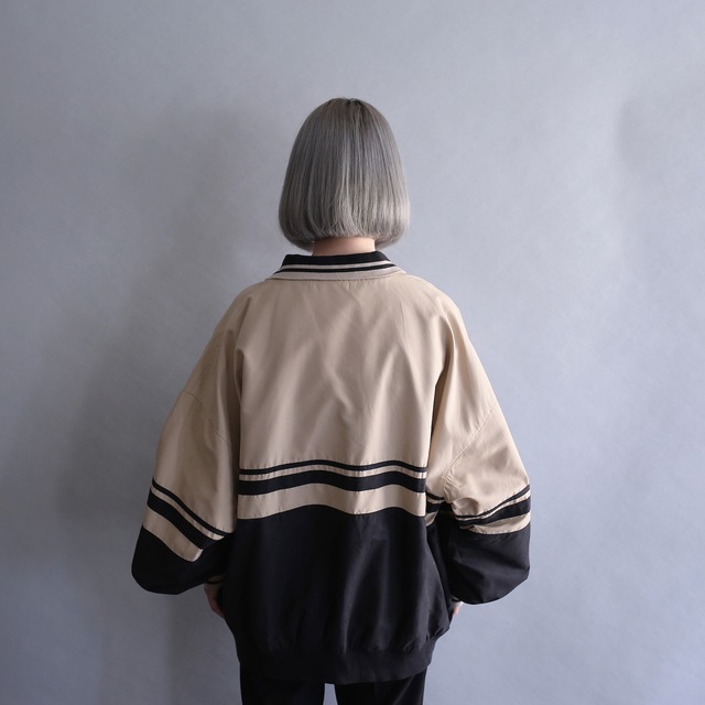 over silhouette bi-color half-zip pullover