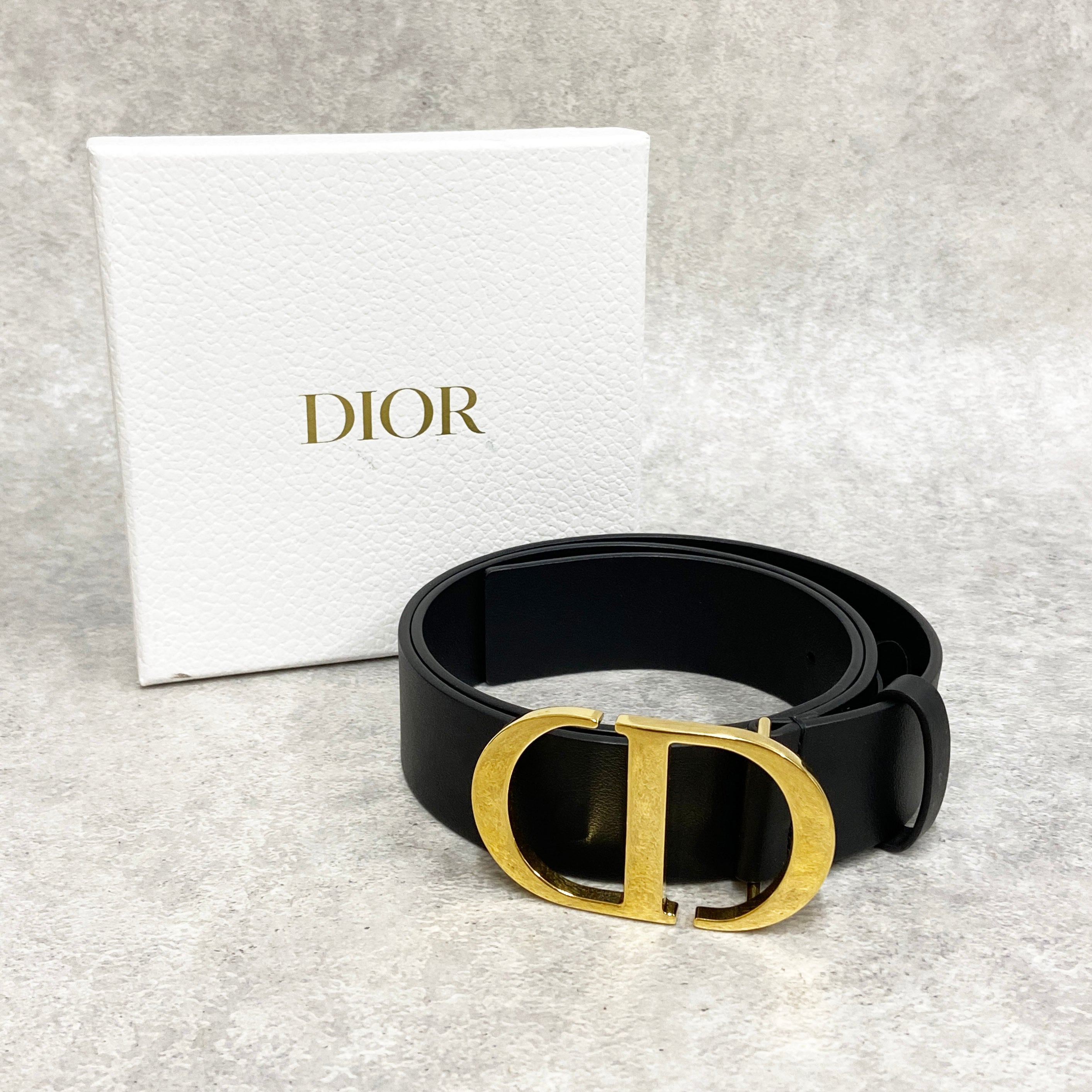 Christian Dior ディオール CDロゴ バックルベルト レザー ブラック