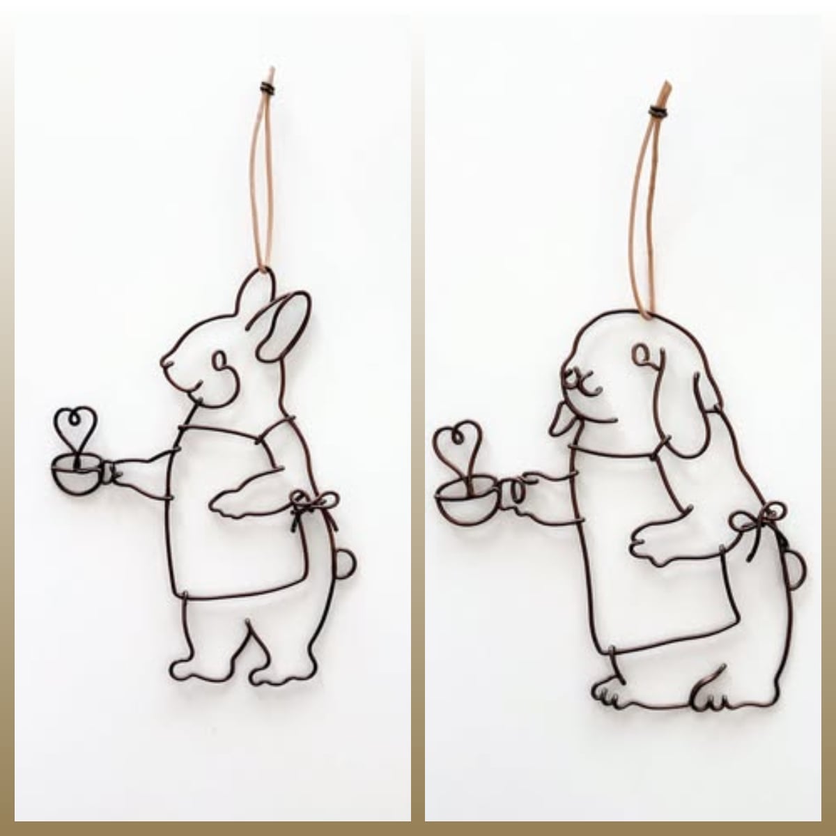 CHIKA WIRE 革紐オーナメント うさぎ