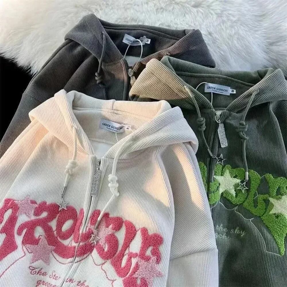 女性用フード付きスウェットシャツ,ヴィンテージプリント,ジッパー付き 