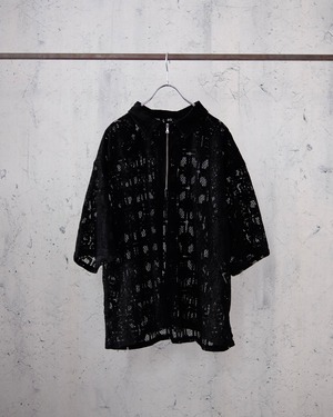 Flocky lace S/S shirt(black)