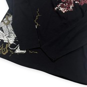 桜花爛漫 オウカランマン 和柄 桜 龍 長袖 ヘンリーネック Tシャツ XL/ブラック系 メンズ