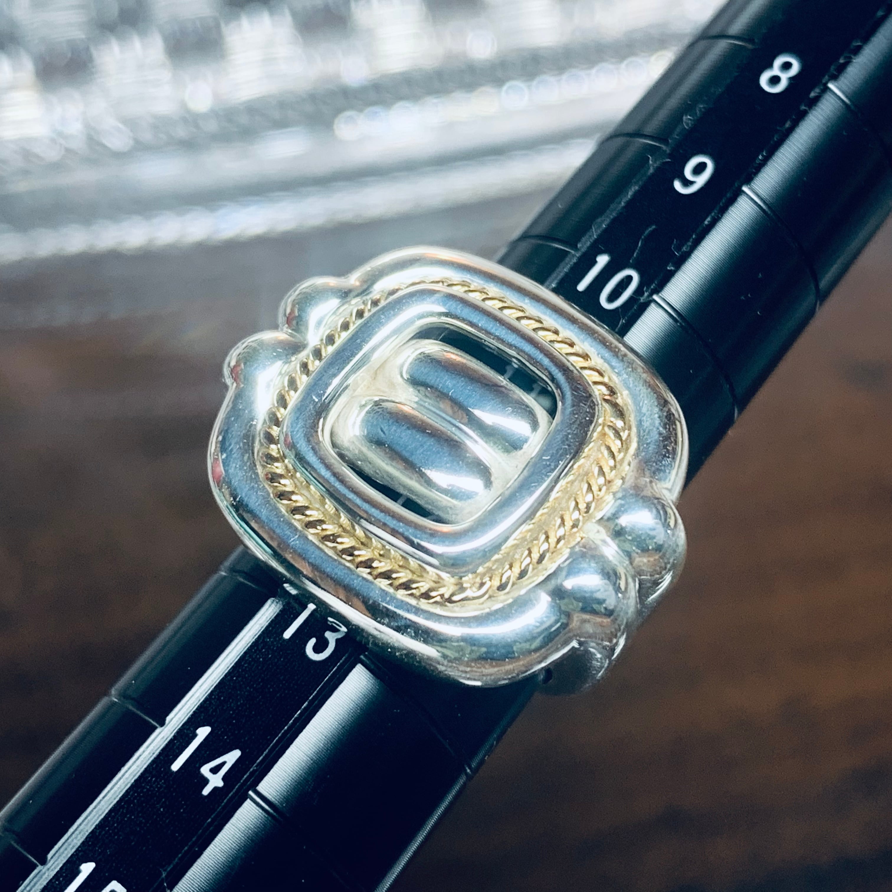 VINTAGE TIFFANY & CO. 18K Gold Combi Cushion Ring Sterling Silver  