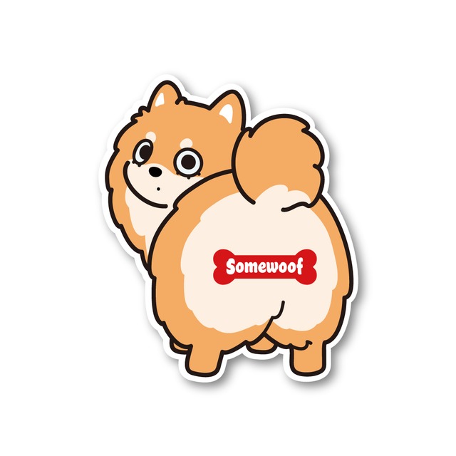 Somewoof  ポメラニアン（オレンジ）　ステッカー [Pomeranian / Sticker]