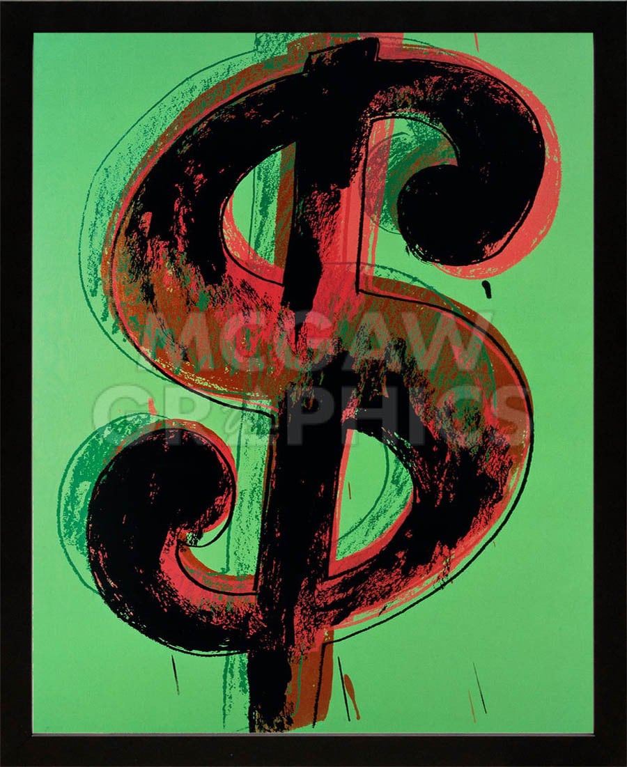 アンディ ウォーホル「ドル サイン,1981(グリーン) Dollar Sign,1981(Green)」展示用フック付ポスター ポップアート 絵画