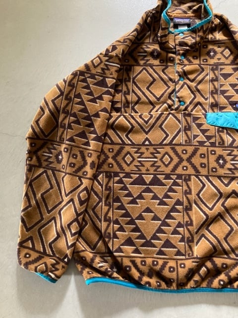 ブラウン×グリーン L：patagonia パタゴニア 総柄 スナップT シンチラ