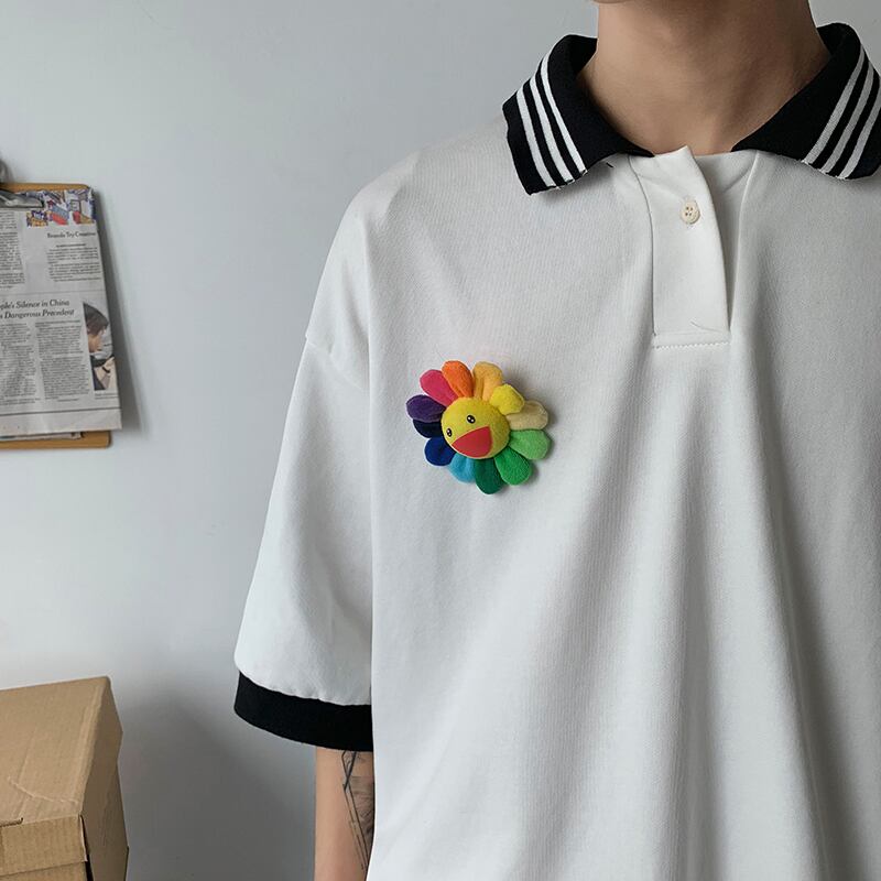 全1色 ポロシャツ Tシャツ カットソー 無地 カジュアル 襟付き 