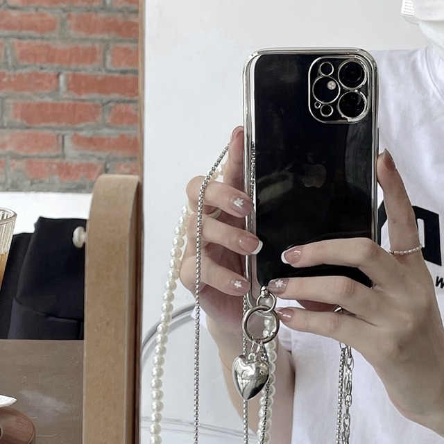 ショルダースマホケース iPhone13ケース シルバーチェーン iPhone13 