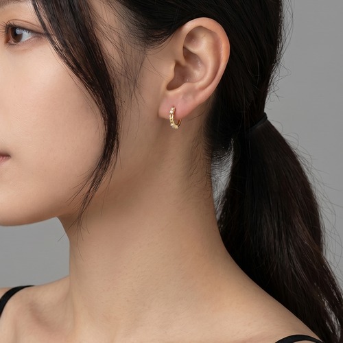 CZ&チェーンフープミニピアス