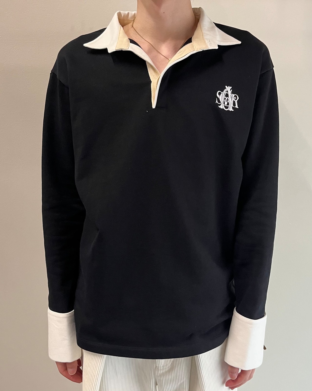 【26/AW Oscar Ouyang】Black french cuff polo shirt