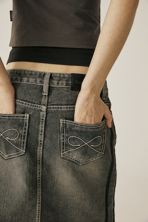 [threetimes] Bow denim skirt Black 正規品 韓国ブランド 韓国通販 韓国代行 韓国ファッション スリータイムズ 日本 店舗