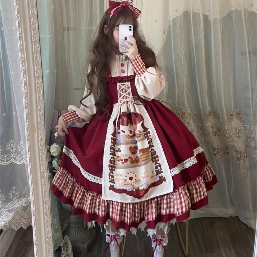 甘ロリ 赤ずきんちゃん マント ワンピース カチューシャ 3点セット