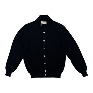 FILIPPO DE LAURENTIIS(フィリッポ デ ローレンティス)standing collar crepe cotton knit cardigan/BLACK(990)