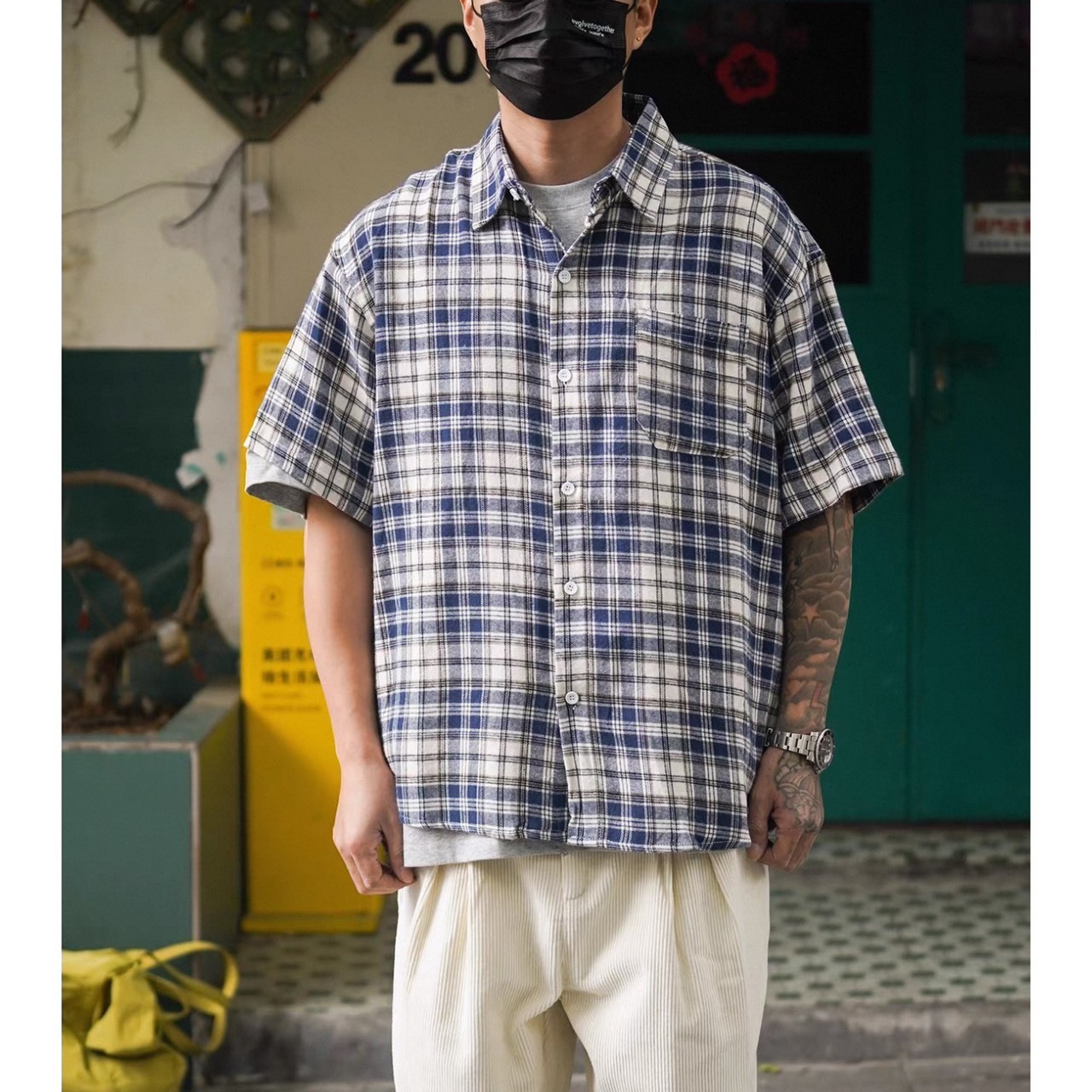 Flannel check chest pocket shirt 1457 - 5