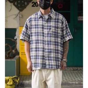 Flannel check chest pocket shirt 1457