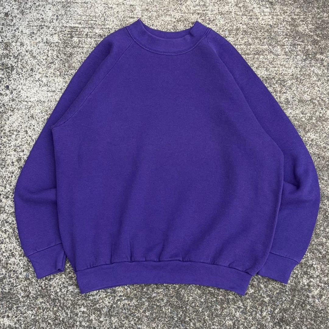 【Mサイズ】USA製 90's FRUIT OF THE LOOM 無地 丈短 古着 スウェット