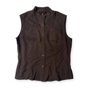 リネン混 EVEX by KRIZIA エヴェックス バイ クリツィア バンドカラー ベスト 42/チャコールグレー系 レディース 三陽商会