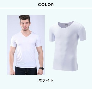 メンズ インナー 肌着 シャツ メンズ 白 2枚セット シームレス 吸汗速乾 スーツ Vネック Tシャツ