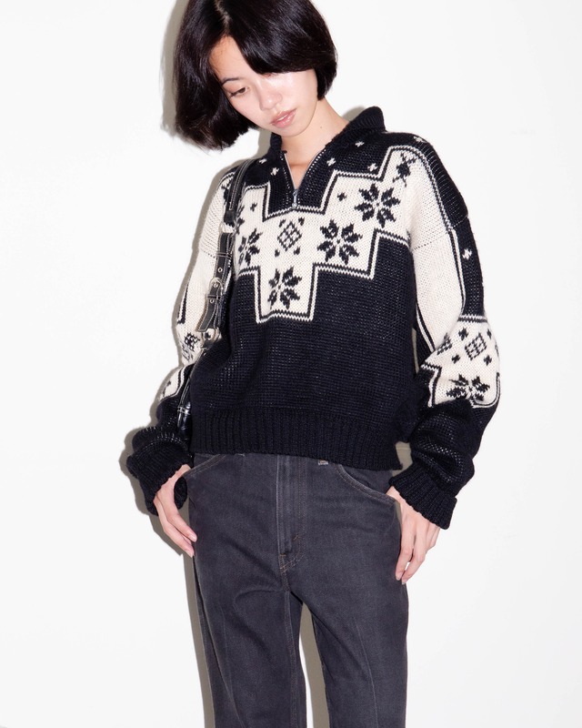 1980-90s Calvin Klein - nordic pattern half-zip wool sweater