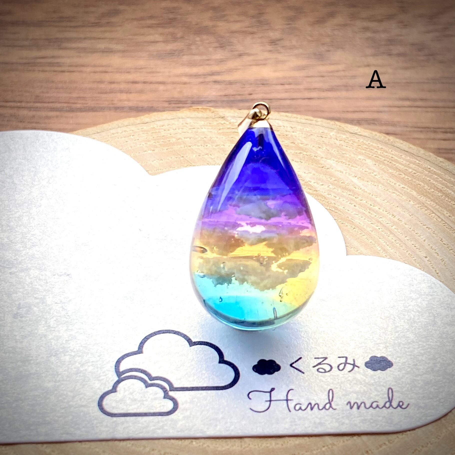 しずく型ペンダント 雲&空 夕暮れ空 A