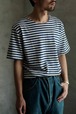 ショートスリーブのロシア軍ボーダカットソー　ブルー