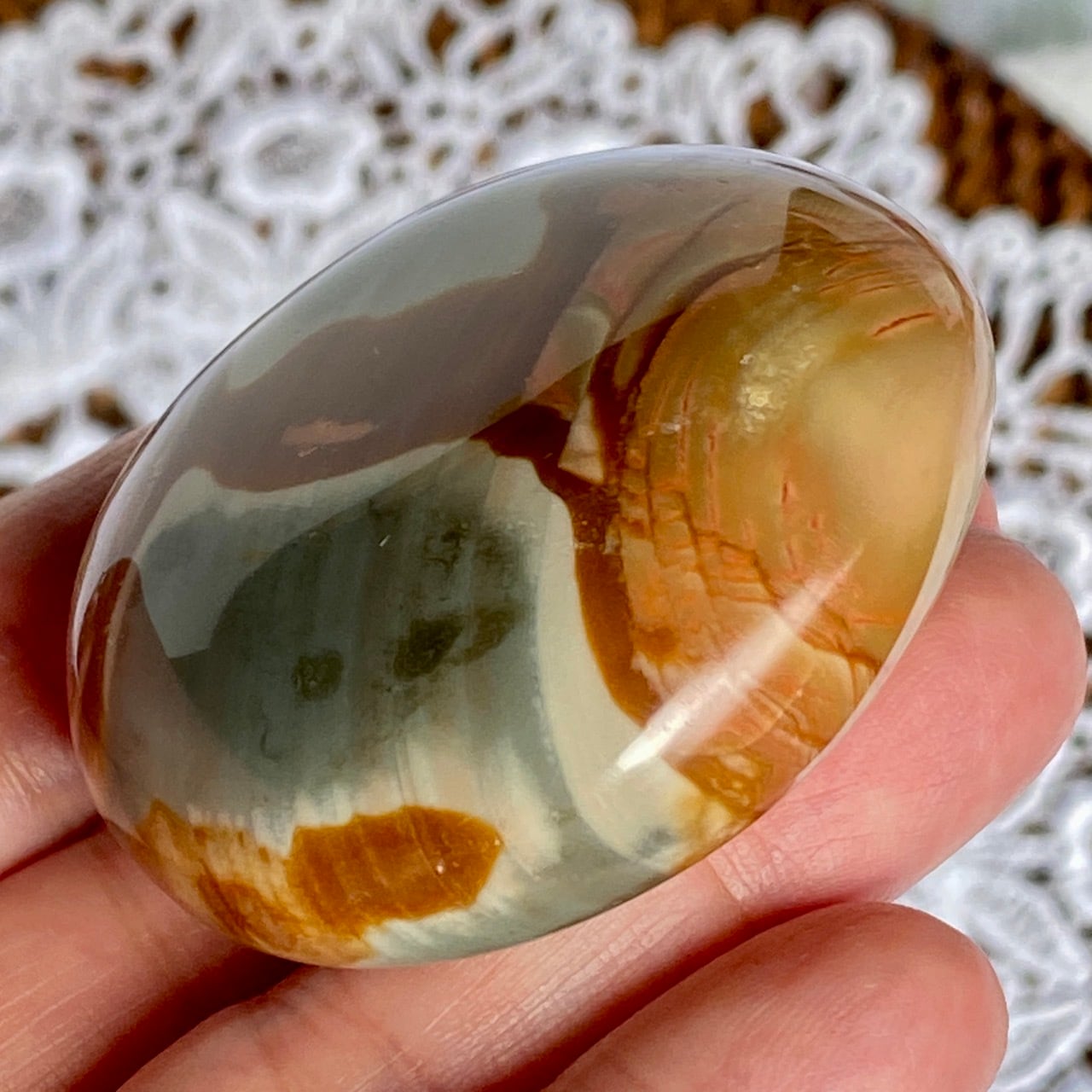 ポリクロームジャスパーのパームストーン Polychrome Jasper Palm