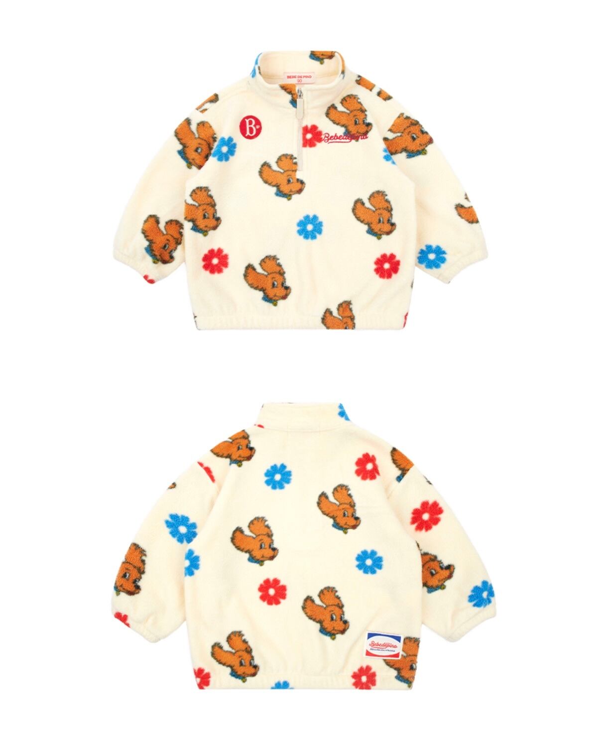 BEBE DE PINO] Jesse baby flower fleece half zip up sweatshirt 正規