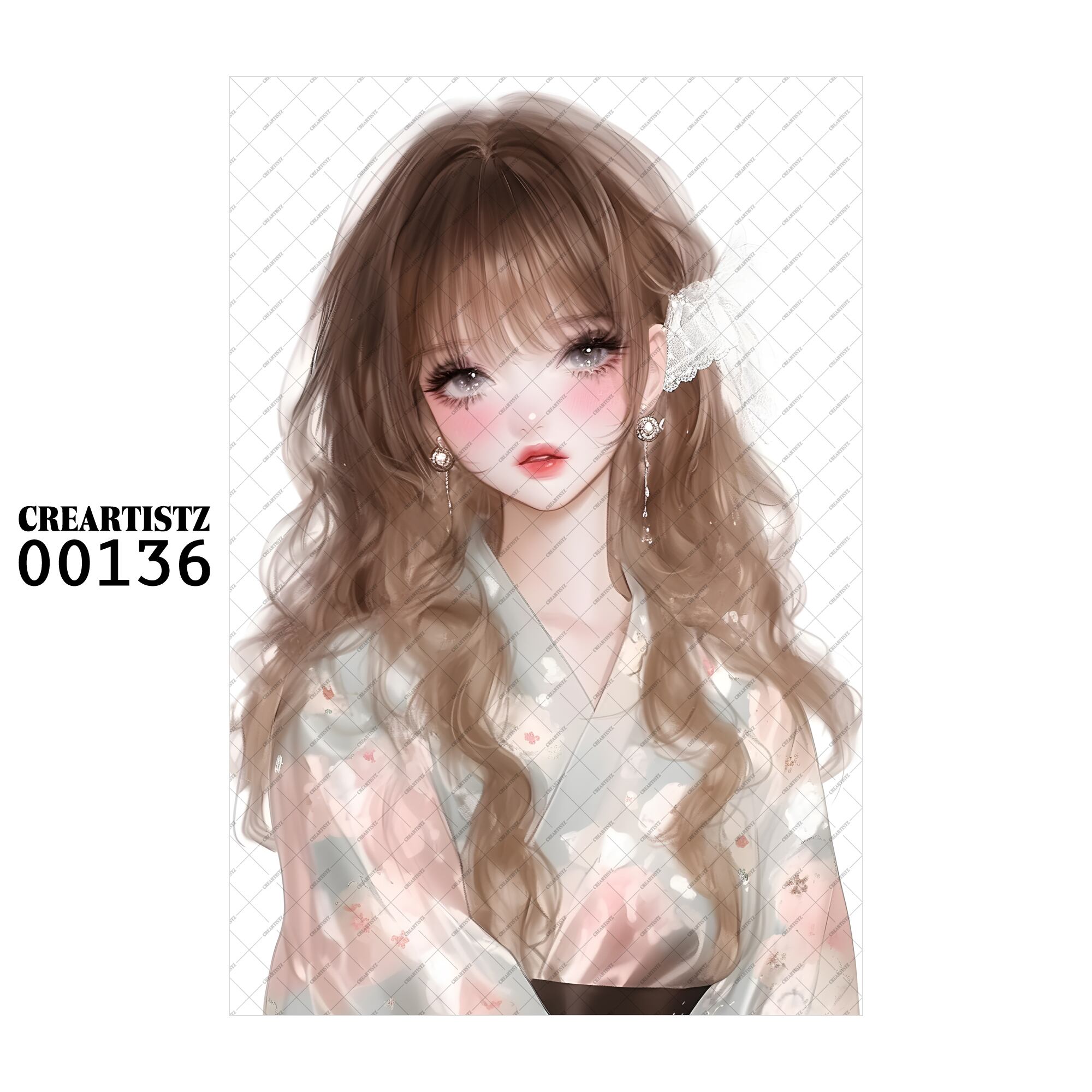 00136 ガール キュート オリジナル ペーパー/ステッカー 4枚セット CREARTISTZ