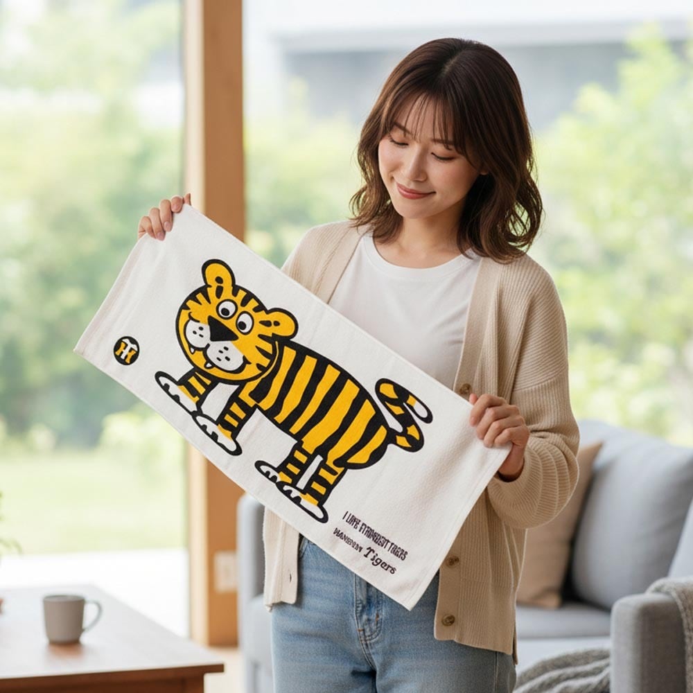 tigersgirls irohaさんタオル 阪神タイガース球団承認 新 I LOVE TIGERS フェイスタオル 綿100