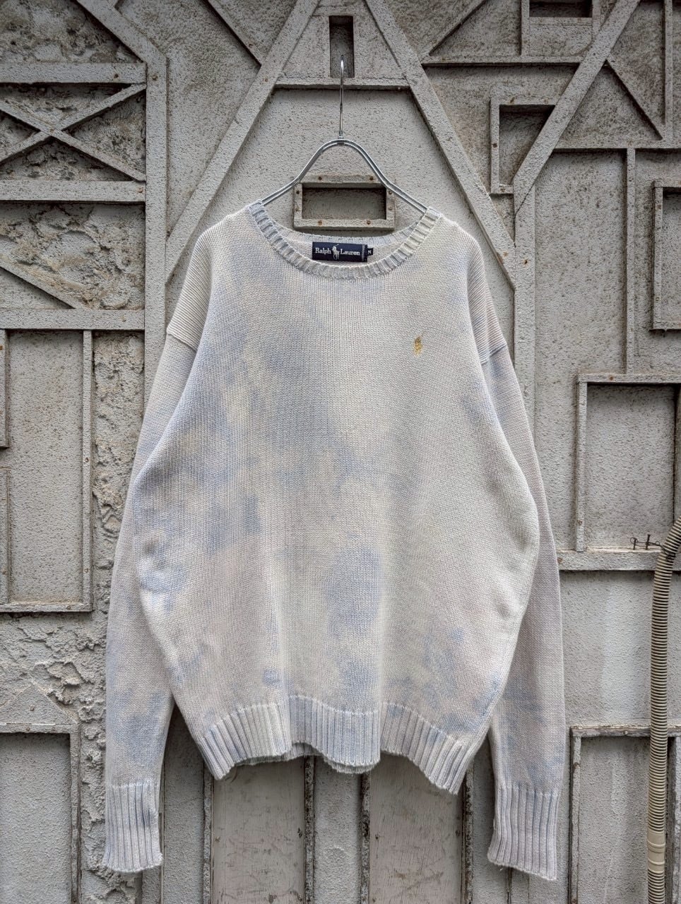 "RALPH LAUREN" crew neck bleach knit