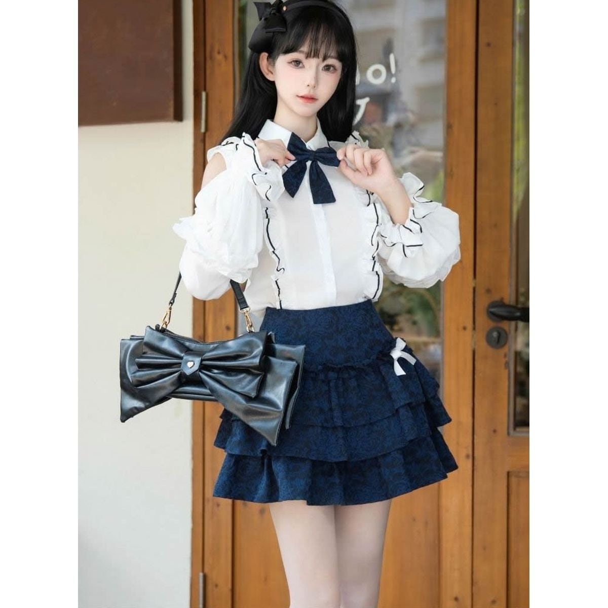 お嬢様風オープンショルダーフリルセットアップ：スカート | Maiden's Rêve