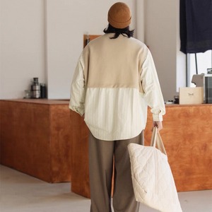 Patchwork design stripe shirt 0357