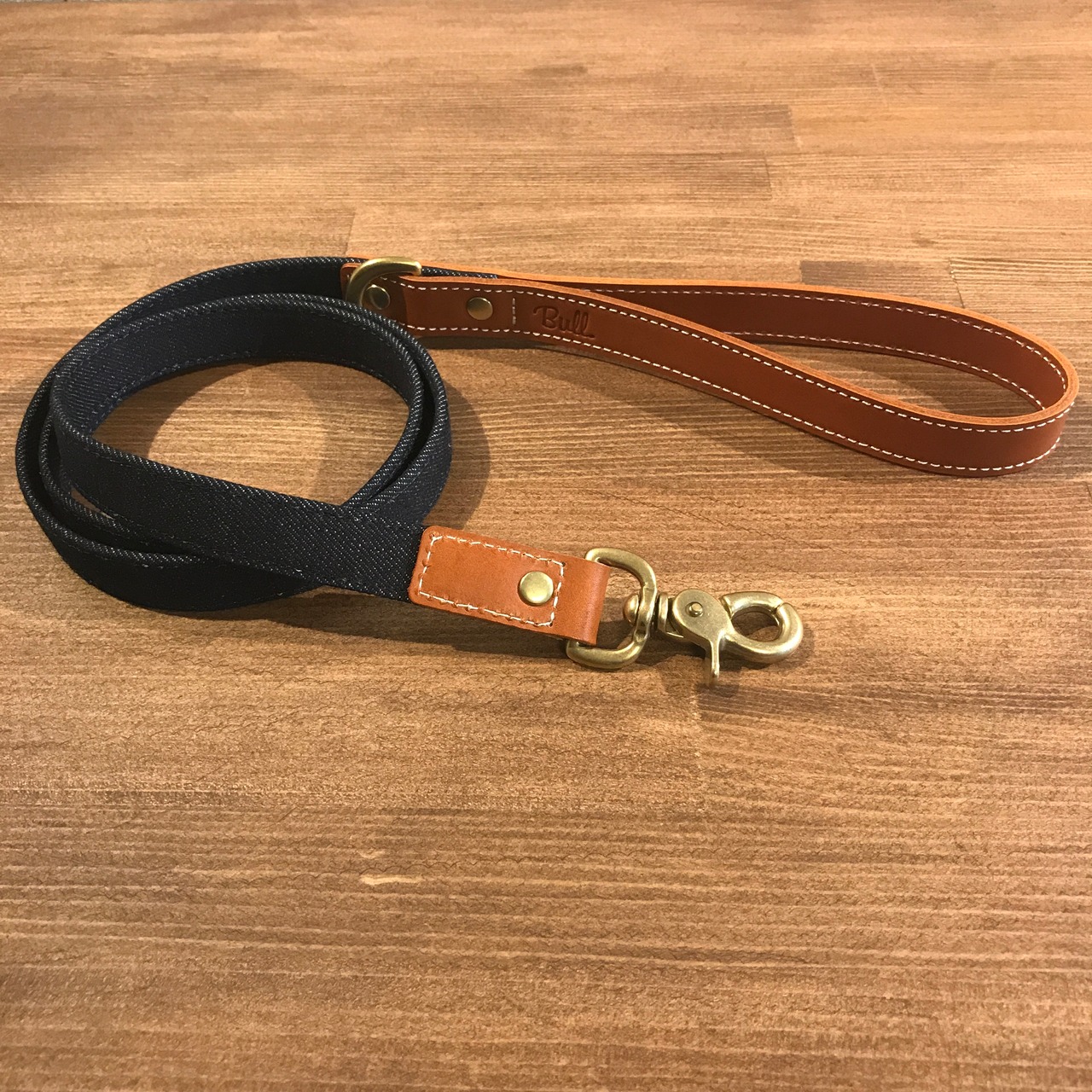Bull. デニム × ブラウンレザー コンビ リーシュ（リード） - 1