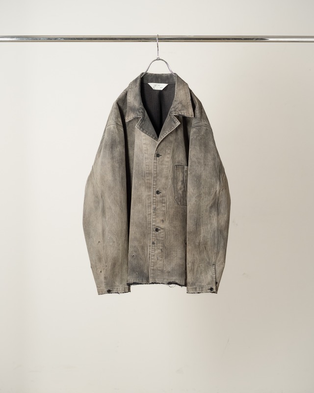 ANCELLM / HERRINGBONE WORK SHIRT (BLACK)