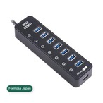 Formosa Japan USB 3.0 対応 USBハブ HUB バスパワー 2.1A充電可 7ポート iPhone/iPad充電可能 ブラック