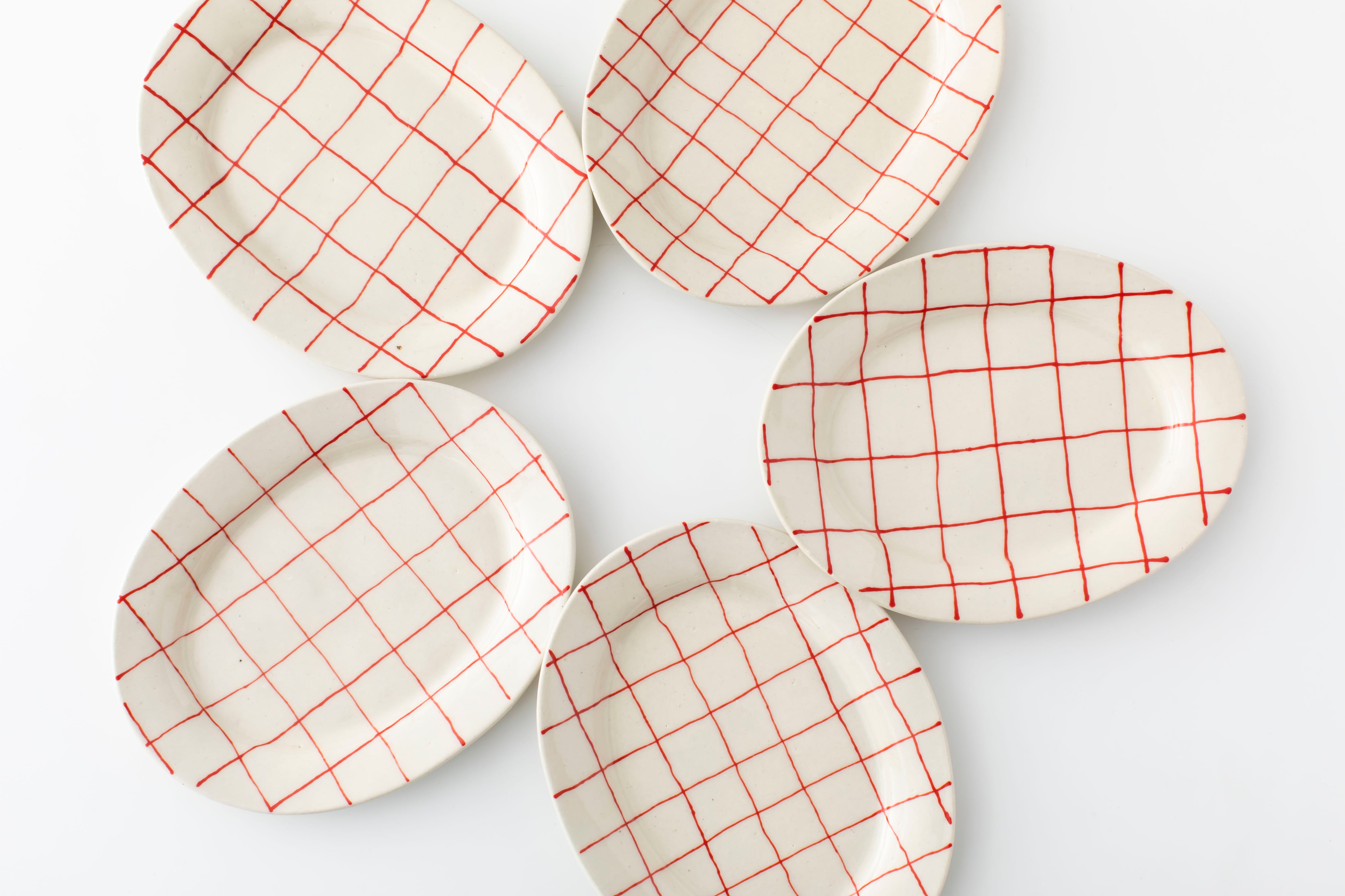 新品 ４枚 レイノー チェック オーバル センター 07> オーバル：チェック (Red) / 中囿義光 | Community Store TO SEE