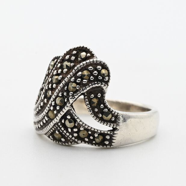 Marcasite Accent Flamboyant Design Ring #15.5 / Denmark