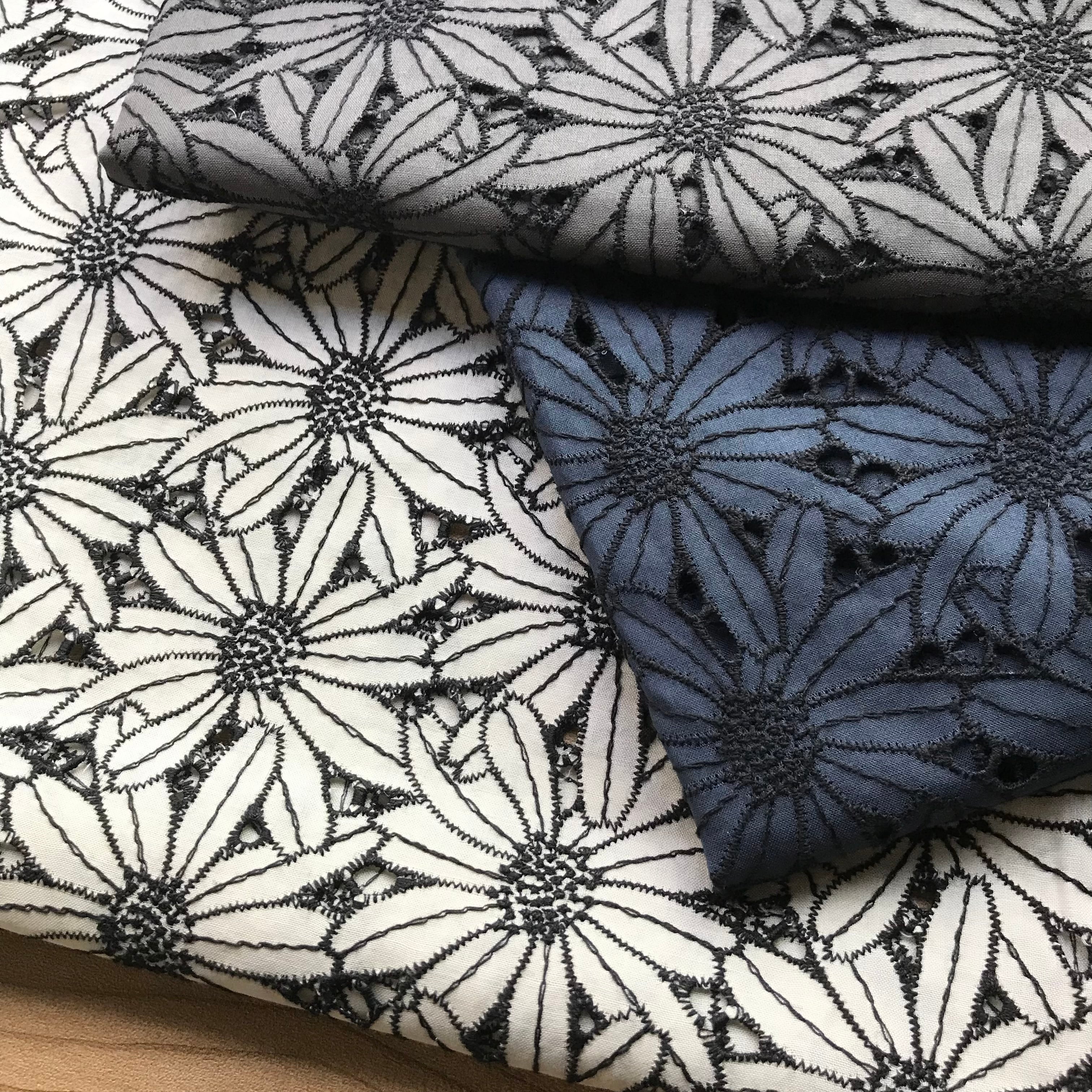 確認用 さくらマーガレット刺繍綿生地コットンエンブロイダリーレース  