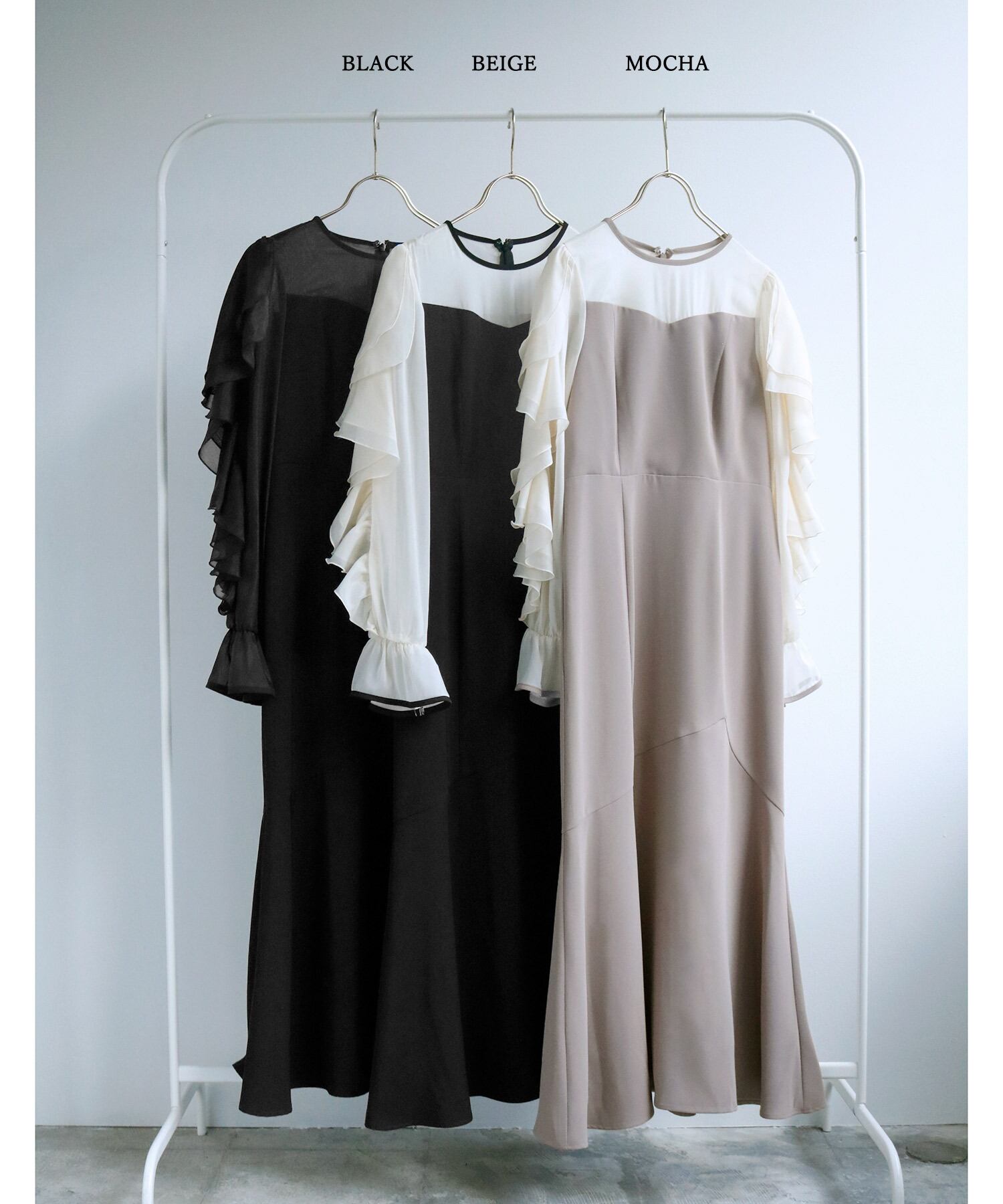 REPLETE/WEB限定】ruffle sleeves DRESS(723923) | WHITE JOOLA ONLINE